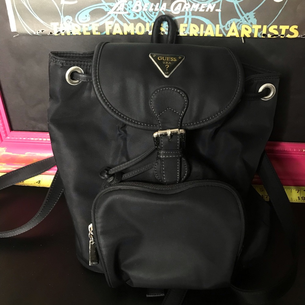 Guess black nylon mini backpack